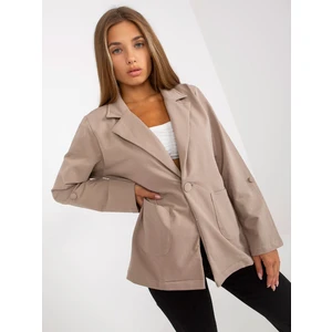 RUE PARIS dark beige tracksuit jacket with pockets