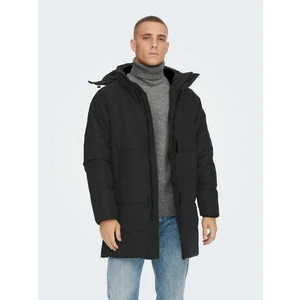 Men's Black Quilted Winter Coat ONLY & SONS Carl - Men