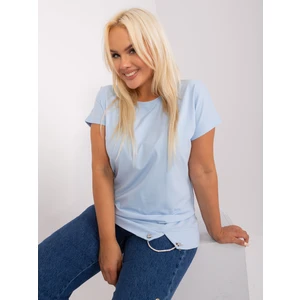 Women's light blue cotton blouse plus size