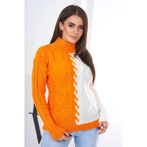 Two-tone sweater orange+ecru