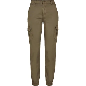 Women's high-waisted cargo trousers olive