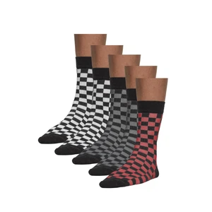 Check Socks 5-Pack blk/h.grey/wht