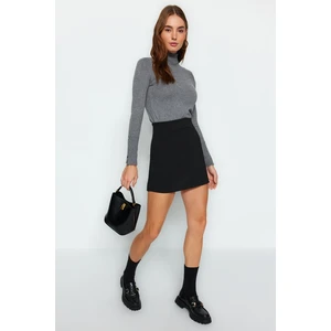 Trendyol Black Interlock High Waist Zipper Knitted Mini Skirt