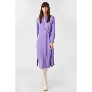 Koton Midi Length Shirt Dress With Pocket And Belted