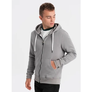 Ombre BASIC men's unbuttoned hooded sweatshirt - grey