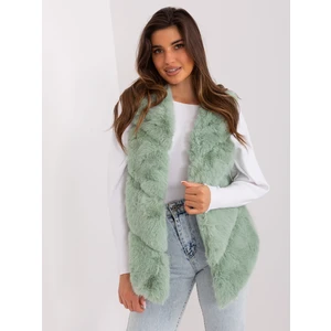 Pistachio Asymmetrical Fur Vest