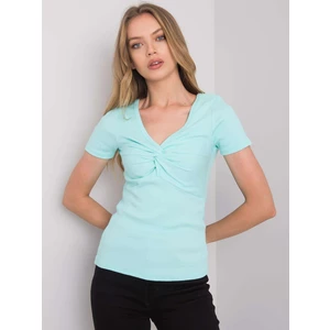 Mint blouse with short sleeves
