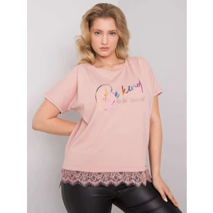 Dust pink cotton blouse of larger size with lace