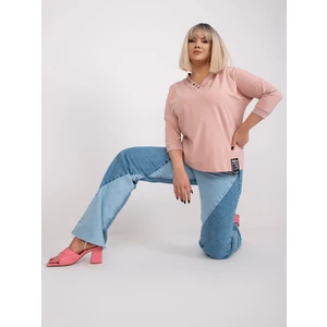 Dusty pink plus size blouse with 3/4 sleeves