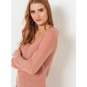 Pink sweater with clamshell neckline CAMAIEU - Women