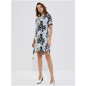 Yellow-blue women's patterned dress with Moodo tie - Women