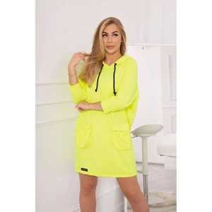 Hooded dress yellow neon