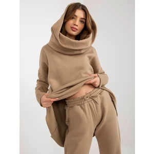 Basic dark beige tracksuit with asymmetrical sweatshirt