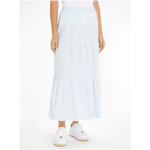 Light blue Ladies Skirt Tommy Jeans Popin Tiered Mi - Ladies