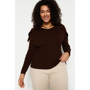 Trendyol Curve Plus Size Sweater - Brown - Regular fit