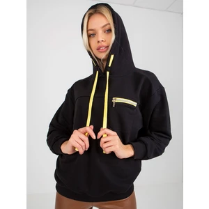 Black hoodie with drawstrings