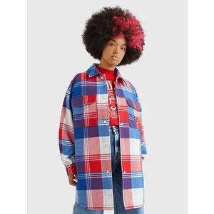 Red and Blue Women's Plaid Outerwear Tommy Jeans - Women