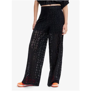 Black Women's Wide Lace Trousers Desigual Newcastle - Women