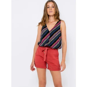 Red Linen Shorts CAMAIEU - Women