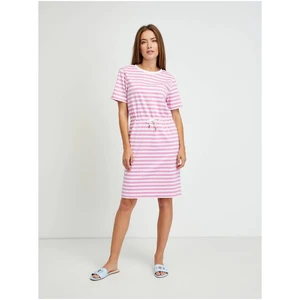 White-pink striped dress VILA Tinny - Women