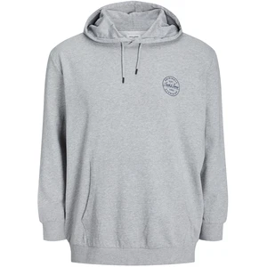 Jack&Jones PLUS Pánská mikina JJESHARK Regular Fit 12205288 Light Grey Melange 6XL