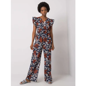 Women's navy blue patterned jumpsuit