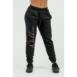 Nebbia High-Waist Joggers INTENSE Signature Black/Gold S Fitness kalhoty