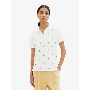 Cream Women's Patterned Polo T-Shirt Tom Tailor - Women