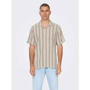 Beige Men's Striped Short Sleeve Shirt ONLY & SONS Trev - Men