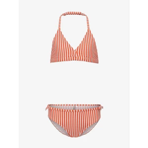 White-orange girly two-piece striped swimwear ONLY Kitty - Girls