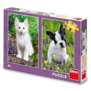 Puzzle Buldoček a kkotě 2 x 48 dílků