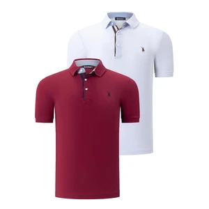 DUAL SET T8582 DEWBERRY MENS T-SHIRT-WHITE-BURGUNDY