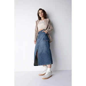 DEFACTO Cargo Fit Slit Jean Midi Skirt