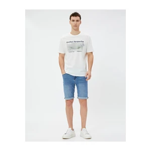 Koton Bermuda Denim Shorts with Fold Detail Pockets Cotton