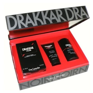 Guy Laroche Drakkar Noir dárková kazeta toaletní voda 100 ml + deostick 75 ml + sprchový gel 50 ml pro muže