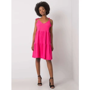 RUE PARIS Pink women's dress with a frill