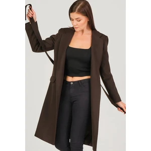 Z6628 DEWBERRY LADIES COAT-DARK COFFEE