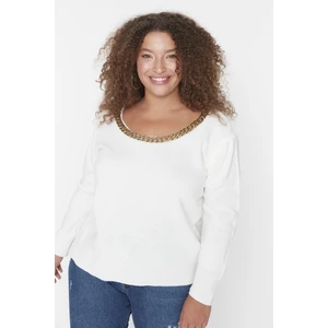 Trendyol Curve Plus Size Sweater - Ecru - Relaxed fit