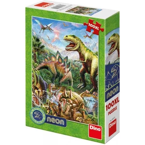 Dino Svet dinosaurov neon XL puzzle 100 dielikov