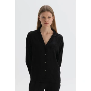 Dagi Pajama Top - Black - Plain