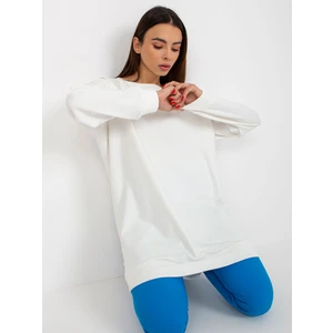 Ecru loose hoodie with round neckline