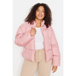 Trendyol Curve Pink Stand-Up Collar Crop Down Jacket