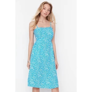 Trendyol Blue Cut-Out Detailed Patterned Dress