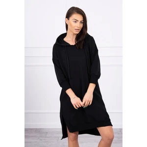 Dress with a hood and longer back black