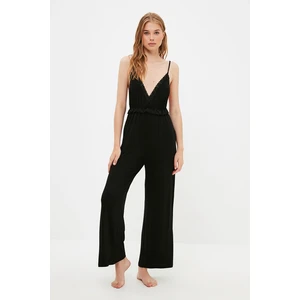 Trendyol fekete csipke részletes kötött jumpsuit