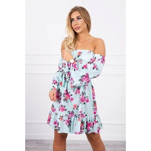 Off-the-shoulder tied dress mint