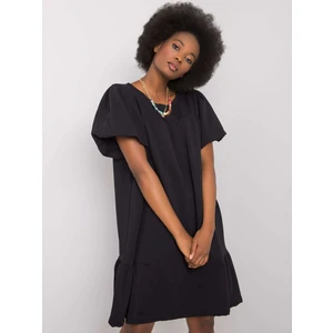 RUE PARIS Black dress with puff sleeves