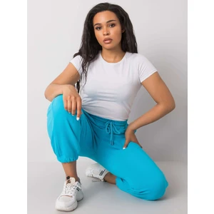 Plus size blue cotton sweatpants