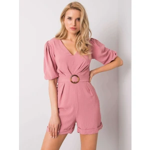 RUE PARIS Rózsaszín jumpsuit övvel