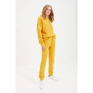 Trendyol Mustard Basic Jogger Raised Embroidered Knitted Sweatpants